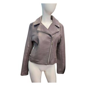 New York & Company Gray Vegan Leather Jacket Womens Small
